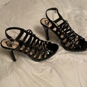Fergalicious by Fergie. Black Strappy Heels 8M